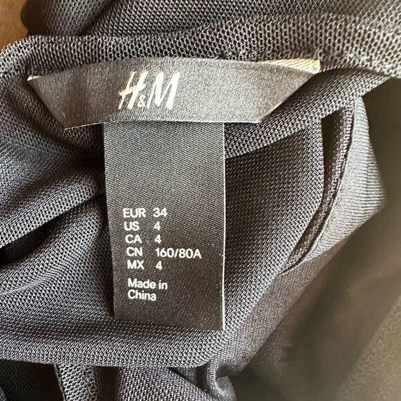 H&M women High low Flared skirt black dress sz 4 semi sheer solid - Picture 7 of 15